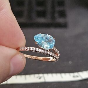 Elegant Blue Gemstone Ring with Gold Band